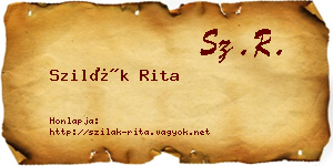 Szilák Rita névjegykártya